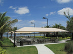 Hip Roof Shade Structure with 4 Posts and 12 Foot Entry