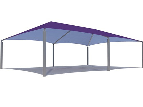 Extended Superspan Hip Roof Shade Structure with 6 Posts