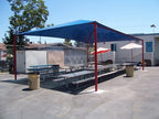 Hip Roof Shade Structure with 4 Posts and 12 Foot Entry