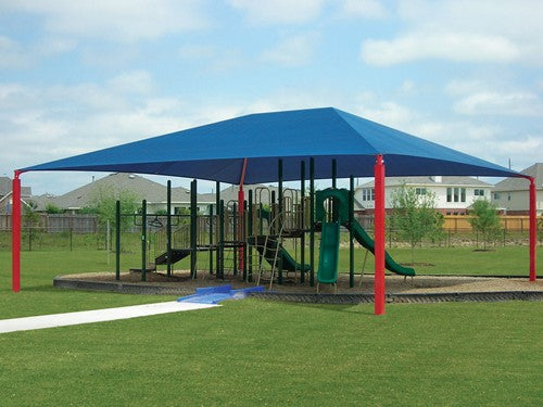 Hip Roof Shade Structure with 4 Posts and 9 Foot Entry