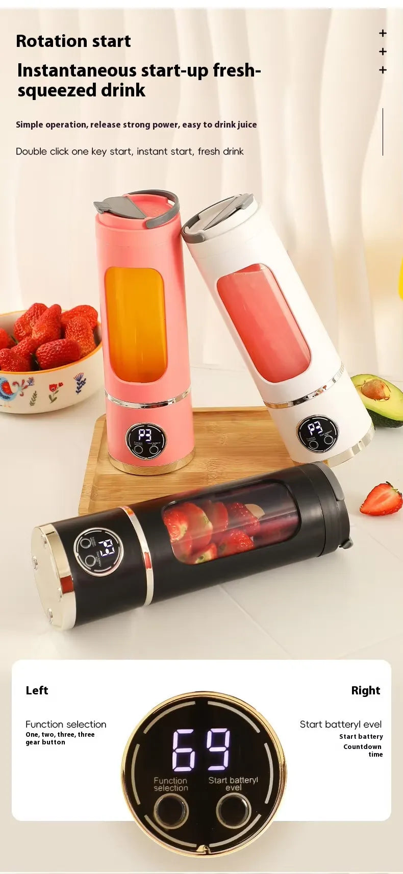 USB Portable Electric Juicer- Large Capacity Stainless Steel for Milk Fruit Household Juicer Mixer Blender Machine