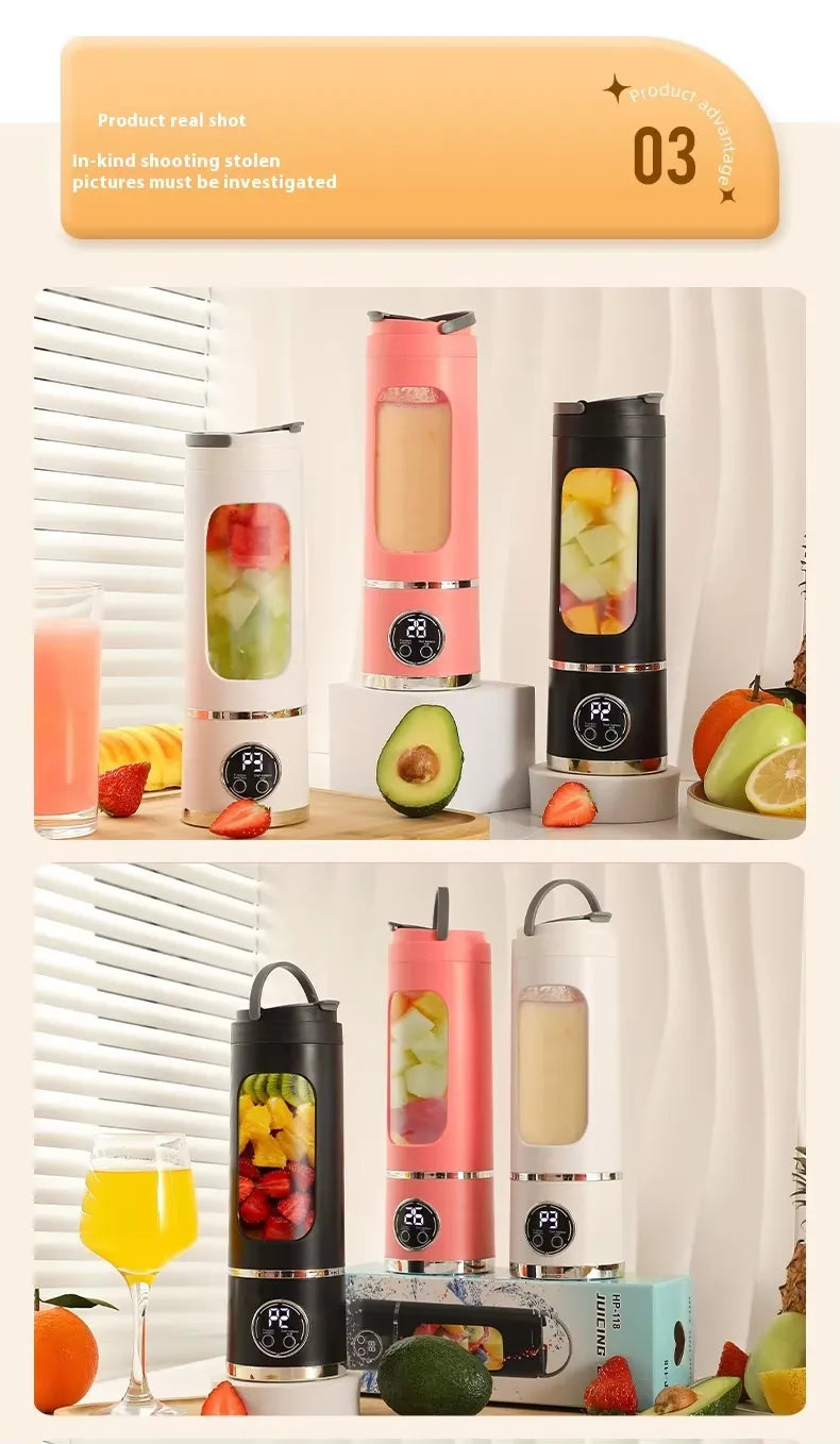 USB Portable Electric Juicer- Large Capacity Stainless Steel for Milk Fruit Household Juicer Mixer Blender Machine