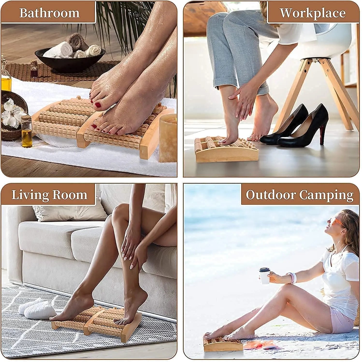 Wooden Dual Foot Massage Roller – Relaxation & Daily Comfort