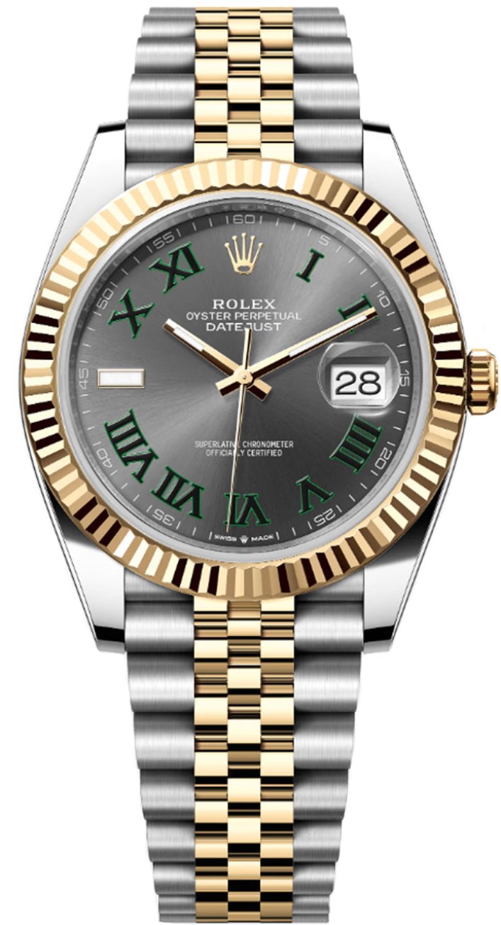 Rolex Datejust 41mm Two-Tone Yellow Gold Fluted Bezel "Wimbledon" Dial Jubilee - 126333 - New 2025