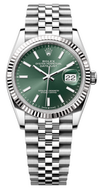 Rolex Datejust 36mm Fluted Bezel Green Index Dial Jubilee - 126234 - New 2025