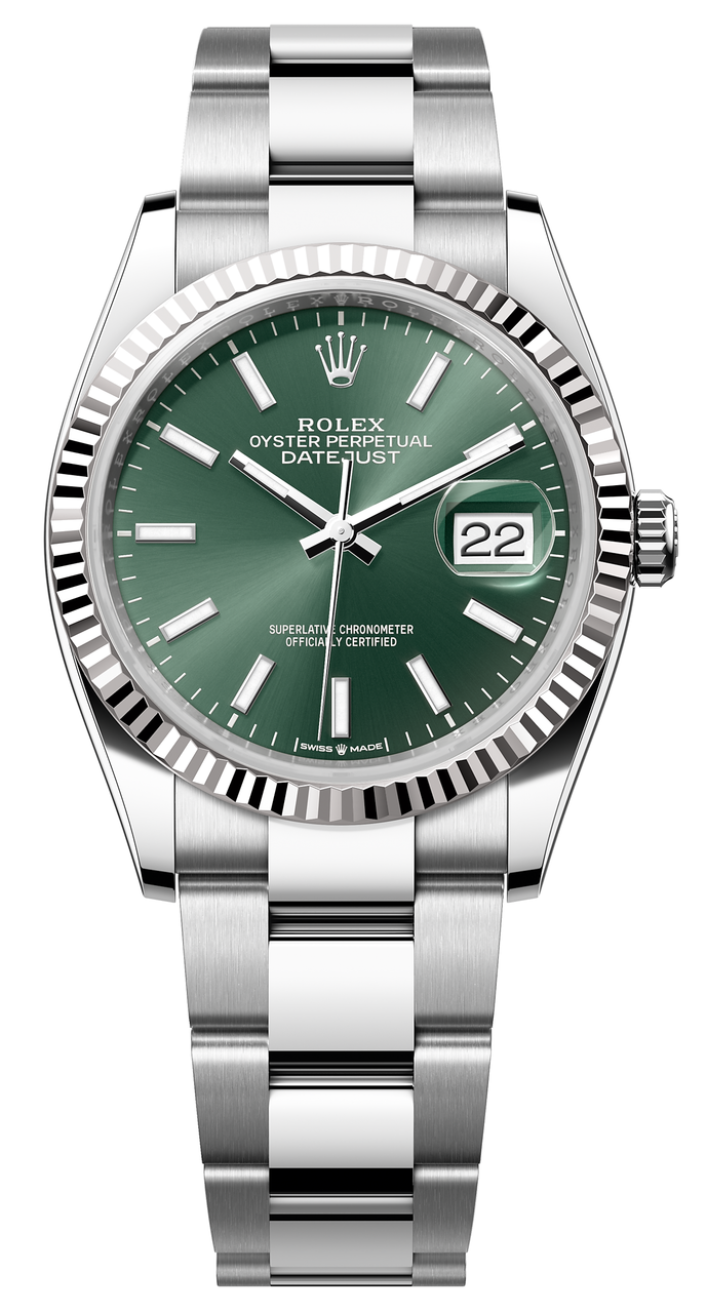 Rolex Datejust 36mm Fluted Bezel Green Index Dial Oyster - 126234 - New 2025