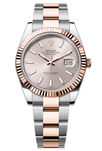 Rolex Datejust 41mm Two-Tone Everose Gold Fluted Bezel Sundust Index Dial Oyster - 126331 - New 2025