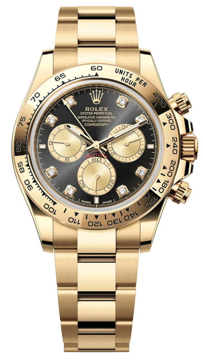Rolex Cosmograph Daytona 40mm Yellow Gold Black Diamond Dial - 126508 - New 2025
