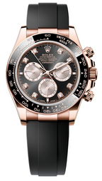 Rolex Cosmograph Daytona 40mm Everose Gold Ceramic Bezel Black and Sundust Diamond Dial Oysterflex - 126515LN - New 2025