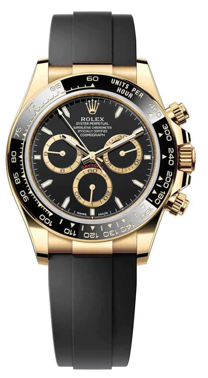 Rolex Cosmograph Daytona 40mm Yellow Gold Ceramic Bezel Black Dial Oysterflex - 126518LN - New 2025