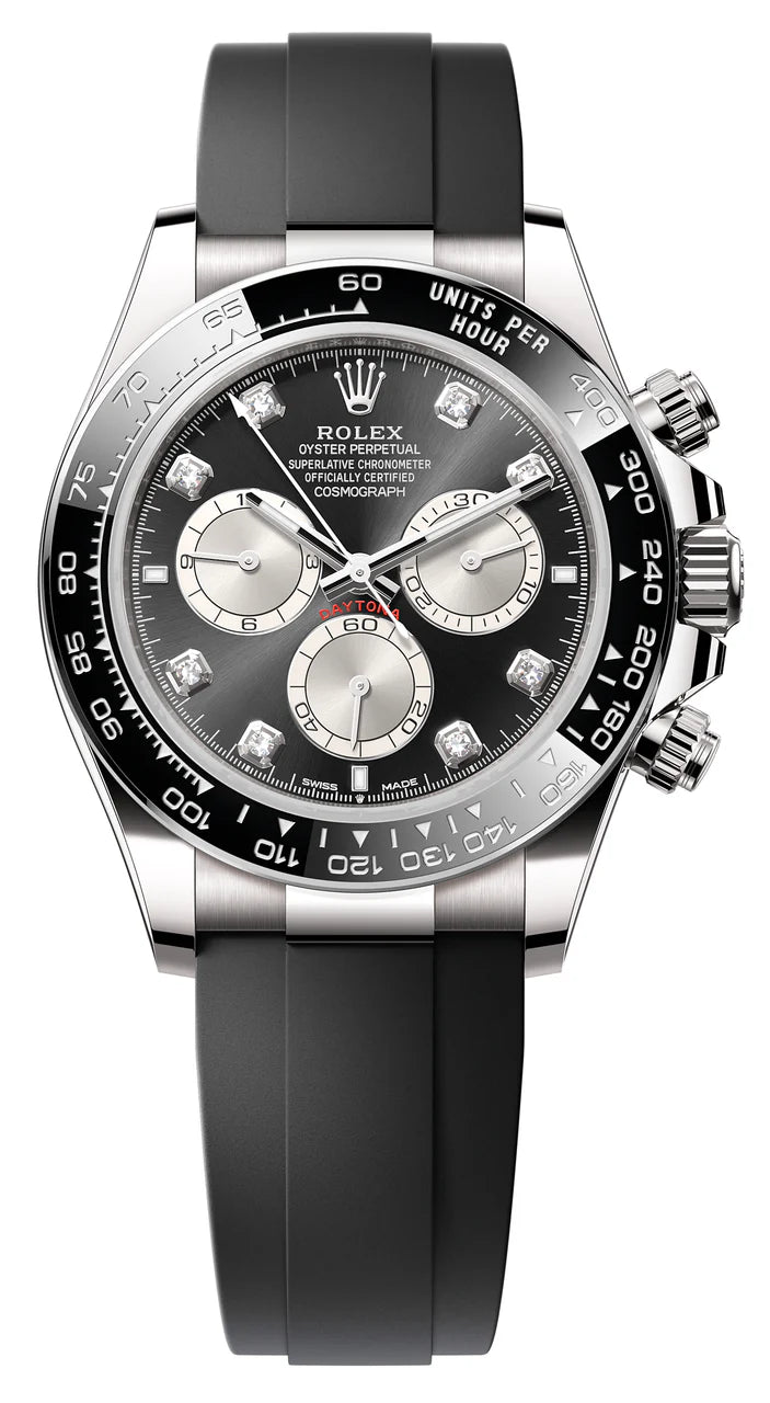 Rolex Cosmograph Daytona 40mm White Gold Black Diamond Dial Oysterflex - 126519LN - New 2025