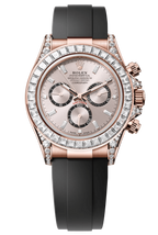 Rolex Cosmograph Daytona 40mm Rose Gold Diamond Baguette Sundust Dial Diamond Bezel Oysterflex - 126535RBR - New 2025