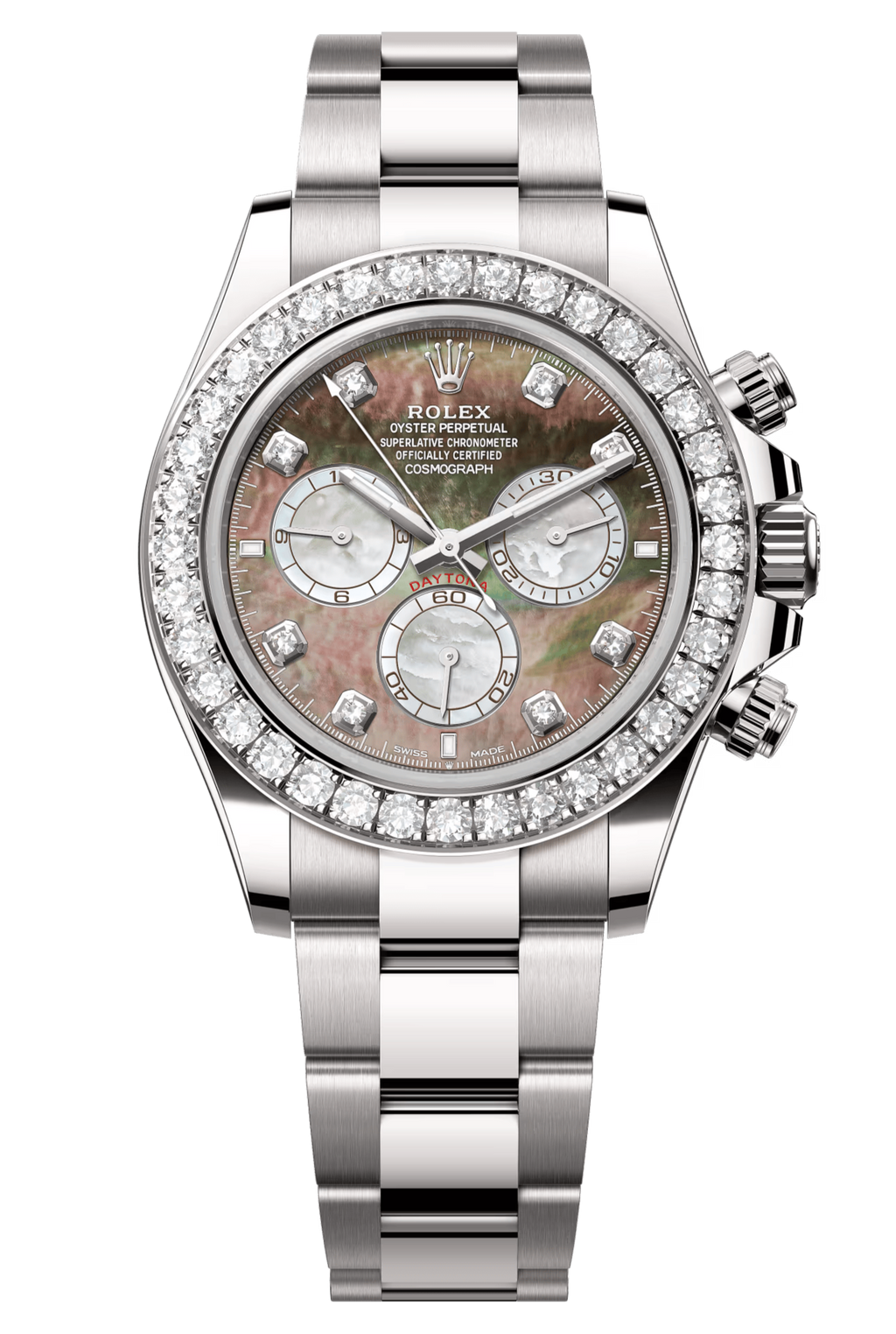 Rolex Cosmograph Daytona 40mm White Gold Mother of Pearl Dial Diamond Bezel - 126579RBR - New 2025