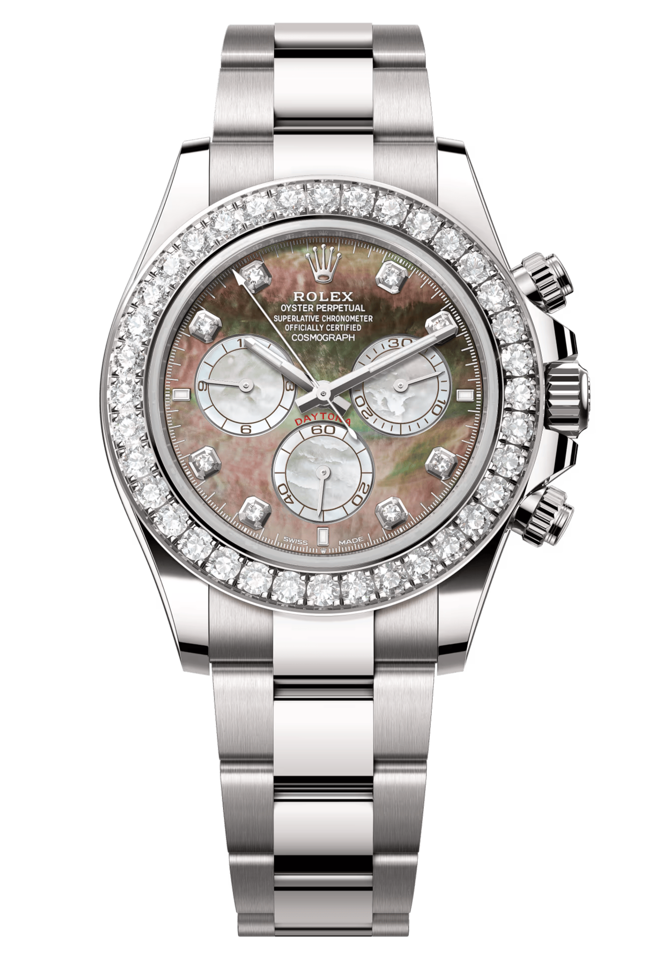 Rolex Cosmograph Daytona 40mm White Gold Mother of Pearl Dial Diamond Bezel - 126579RBR - New 2025
