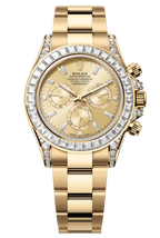 Rolex Cosmograph Daytona 40mm Yellow Gold Diamond Baguette Champagne Dial Diamond Bezel - 126598RBR - New 2025
