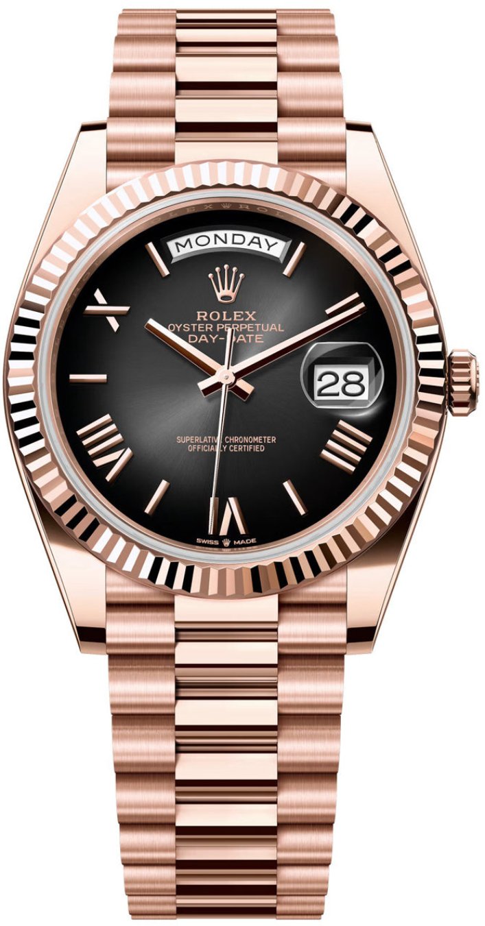 Rolex Day-Date "President" 40mm Everose Gold Slate Roman Ombre "Smoke" Dial - 228235 - New 2025