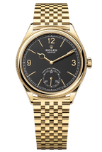 Rolex 1908 Yellow Gold Black Dial Settimo Bracelet - 52508 - New 2025