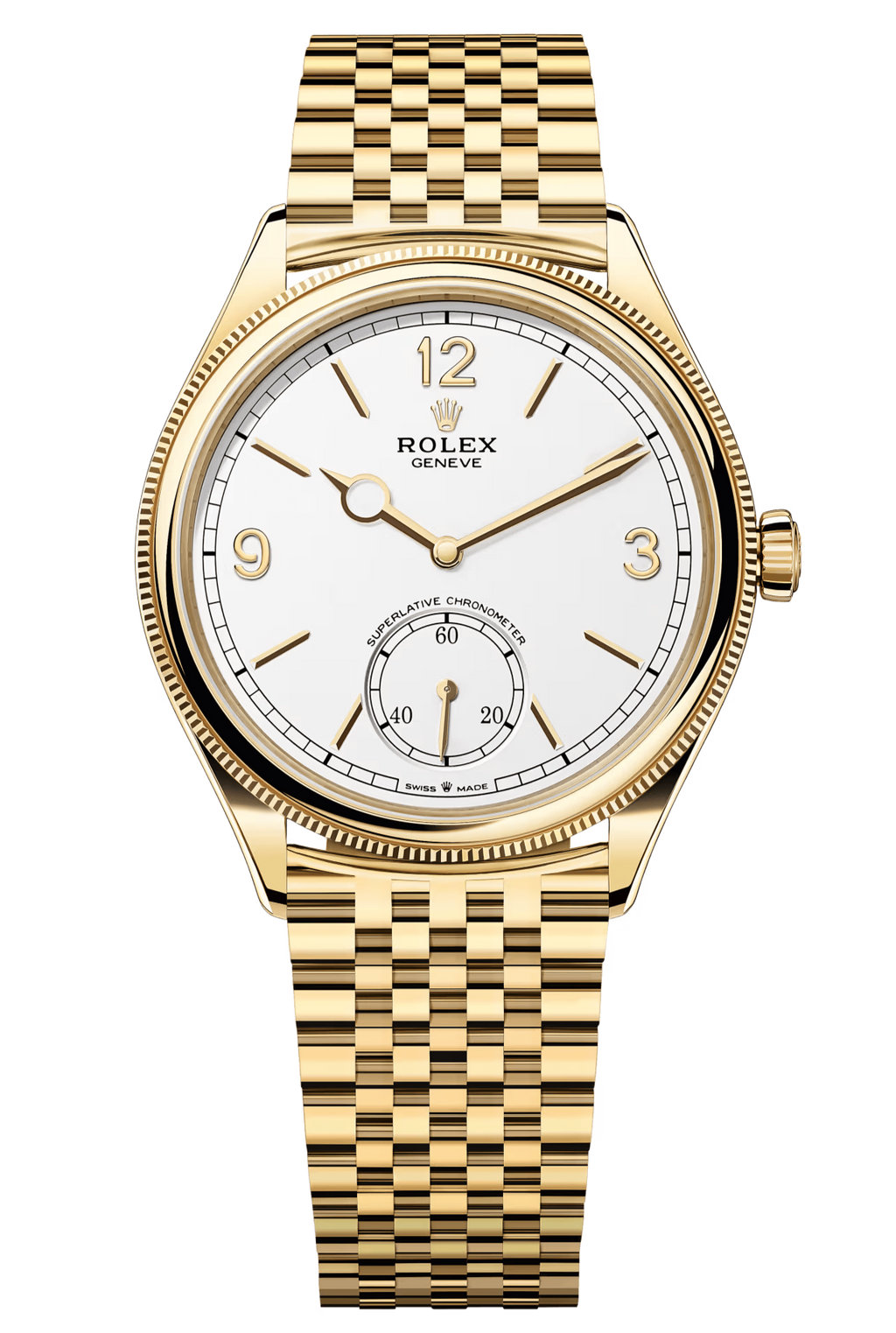Rolex 1908 Yellow Gold White Dial Settimo Bracelet - 52508 - New 2025