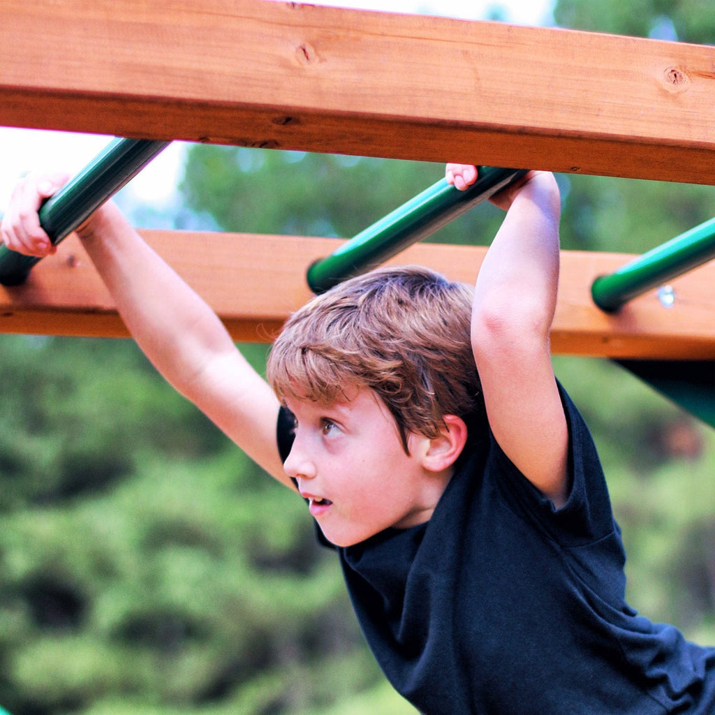 Sun Palace II Wooden Swing Set With Monkey Bars
