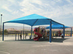Hip Roof Shade Structure with 4 Posts and 12 Foot Entry