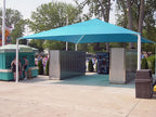 Hip Roof Shade Structure with 4 Posts and 8 Foot Entry