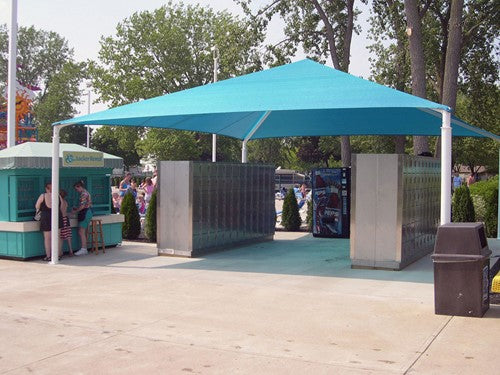 Hip Roof Shade Structure with 4 Posts and 8 Foot Entry