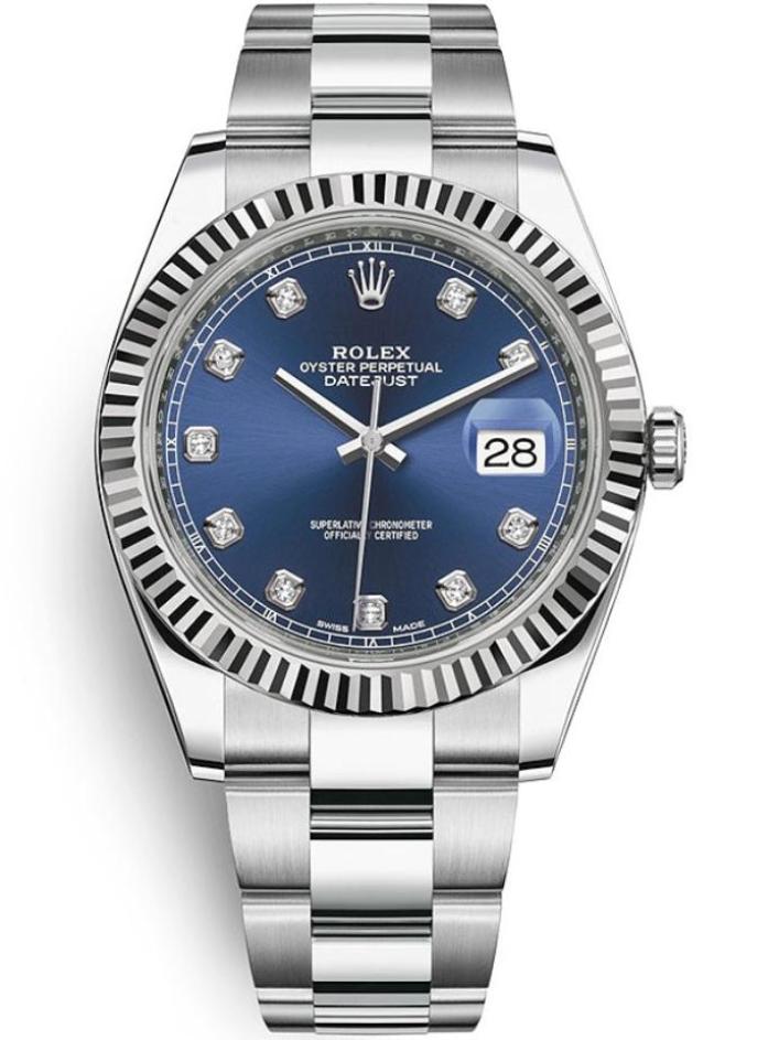 Rolex Datejust 41mm Fluted Bezel Blue Diamond Dial Oyster - 126334 - New 2025