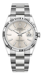 Rolex Datejust 36mm Fluted Bezel Silver Index Dial Oyster - 126234 - New 2025