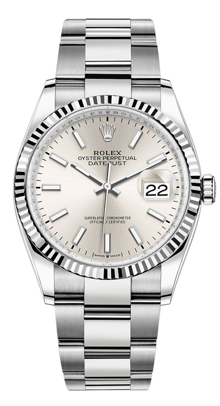Rolex Datejust 36mm Fluted Bezel Silver Index Dial Oyster - 126234 - New 2025