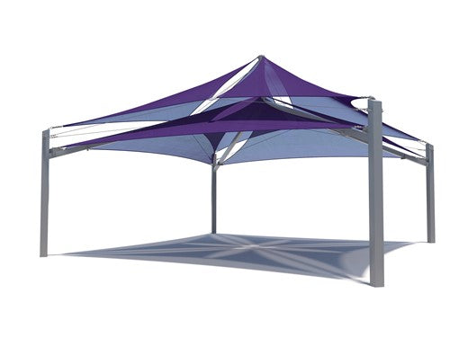 Superspan Multi-Level Multi-Panel Pyramid Shade Structure