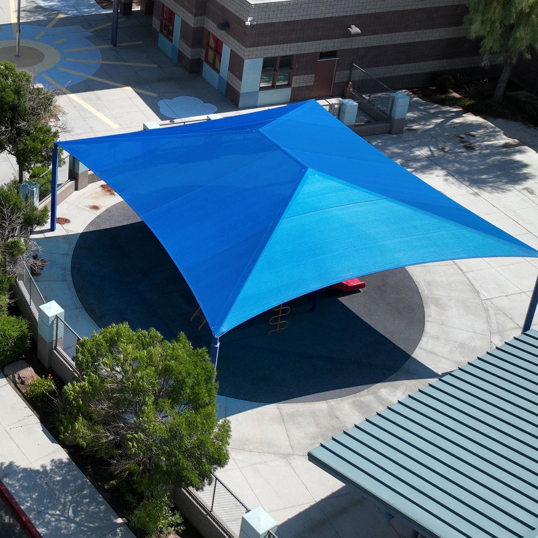 Hip Roof Shade Structure with 4 Posts and 11 Foot Entry
