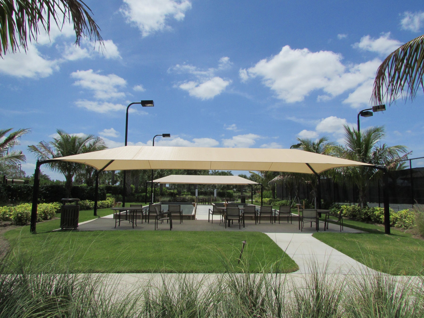 Hip Roof Shade Structure with 4 Posts and 12 Foot Entry
