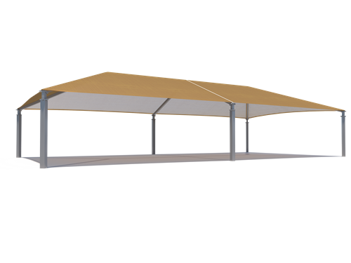Extended Superspan Hip Roof Shade Structure with 6 Posts