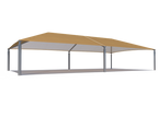 Extended Superspan Hip Roof Shade Structure with 6 Posts