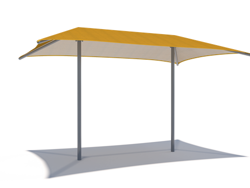 Hip Roof Shade Structure with 2 Posts