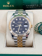 Rolex Datejust 41mm Two-Tone Yellow Gold Fluted Bezel Black Diamond Dial Jubilee - 126333 - New 2025