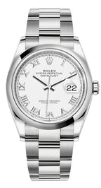 Rolex Datejust 36mm Smooth Bezel White Roman Dial Oyster - 126200 - New 2025