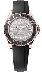 Rolex Yacht-Master 37mm Everose Diamond Pave Dial Oysterflex - 268655 - New 2025